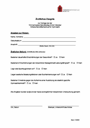 Vorlage Attest Timmermeister-Berufskolleg GmbH